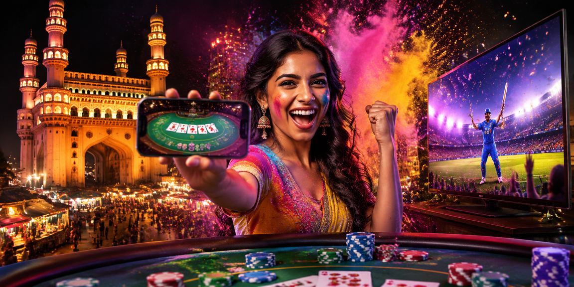 Festive casino night in Hyderabad with traditional lights